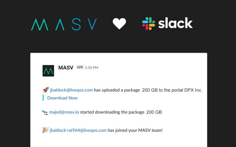 Intégration de MASV Slack