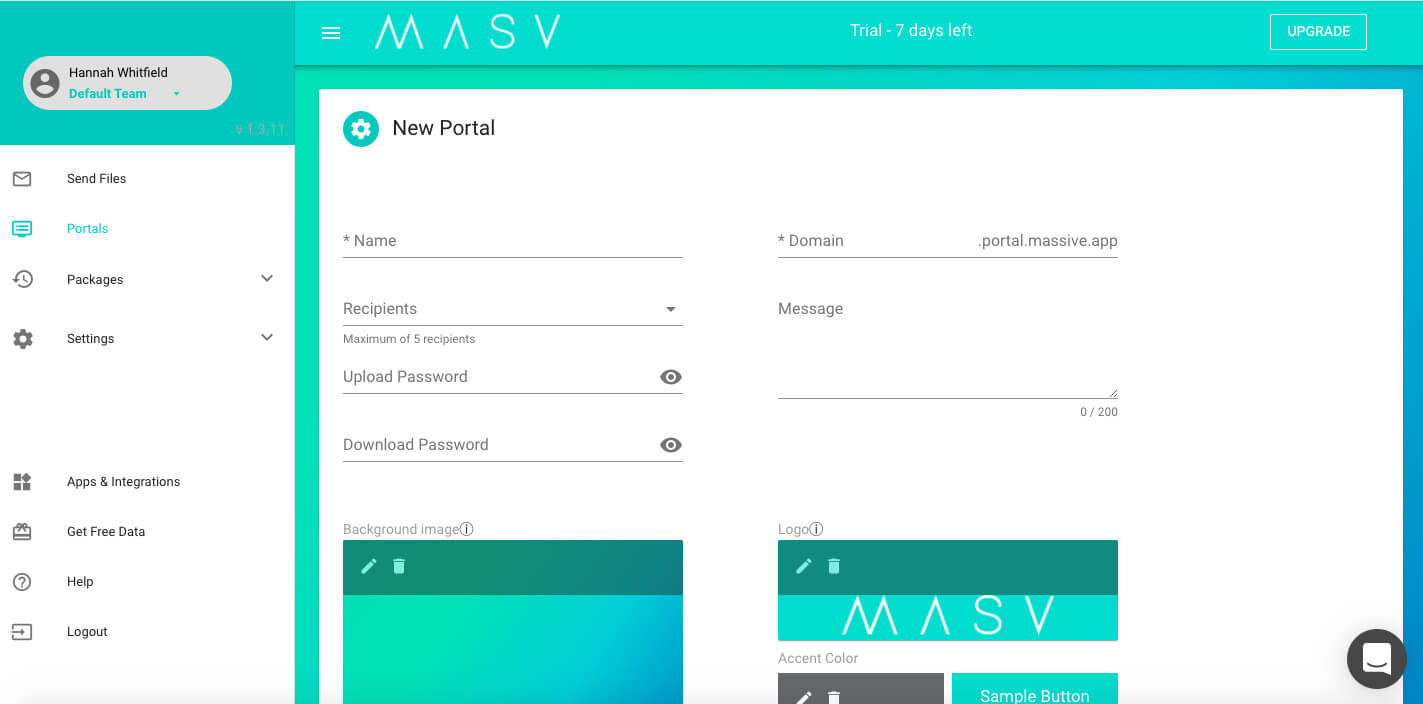 Create a new MASV Portal