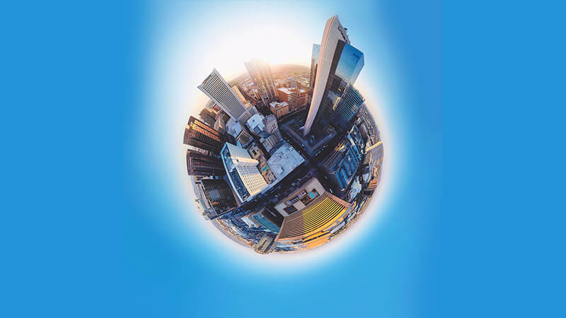 360-graden beeld van een skyline