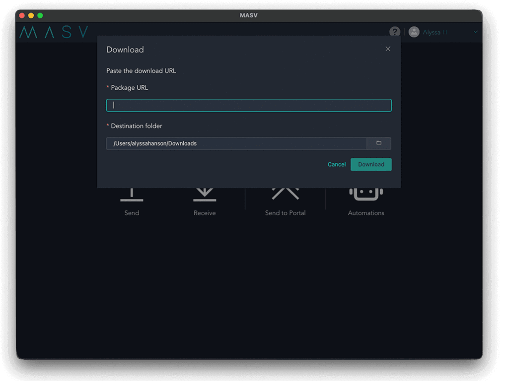 Downloaden van een MASV-portaal