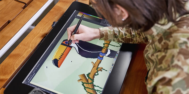 A storyboard artists works on a Wacom Cintiq Pro 24
