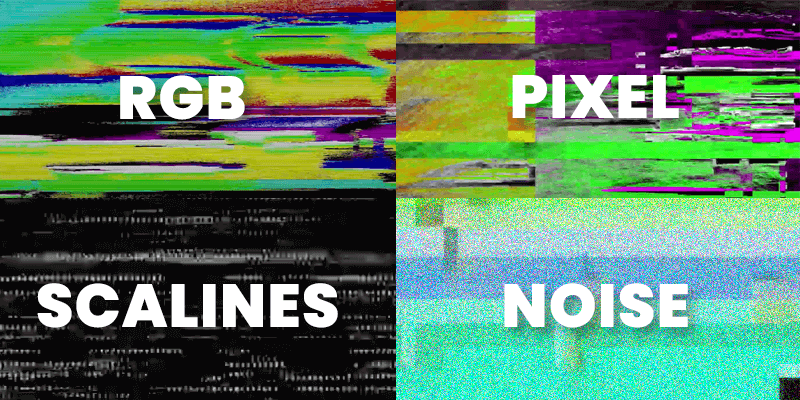 Diferentes tipos de texto glitch