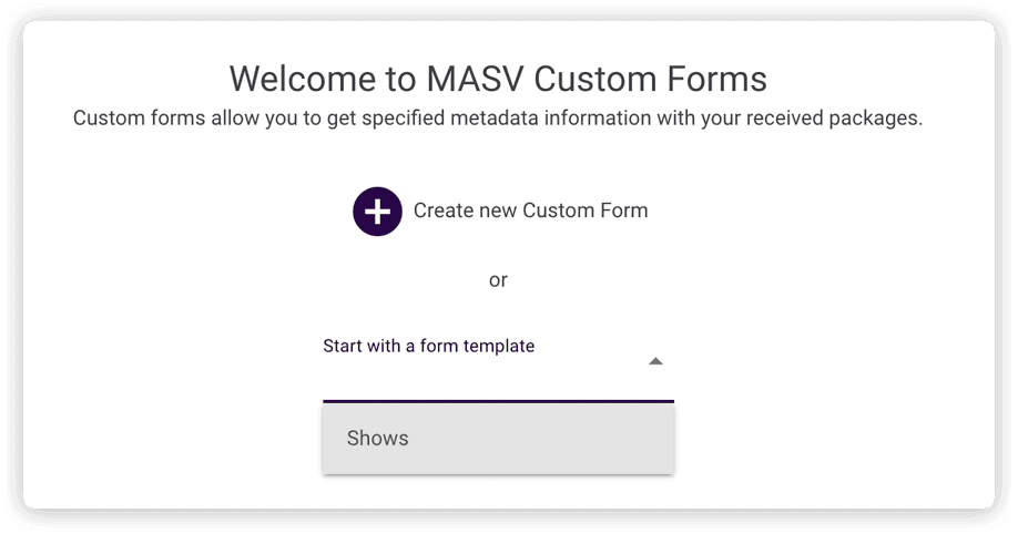 Custom metadata form template