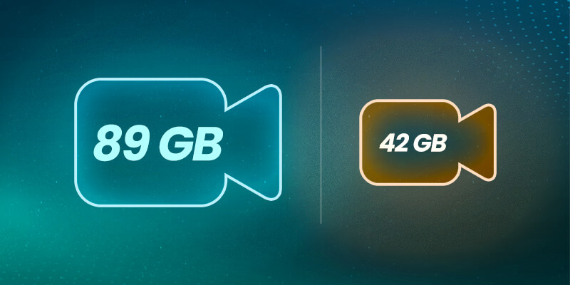 Eine Datei wird von 89 GB auf 42 GB komprimiert