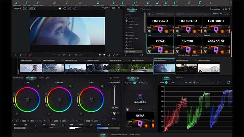 color grading panels in colourlab.ai