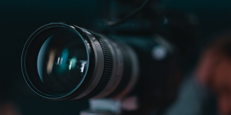 Close up of a cinematic camera lens