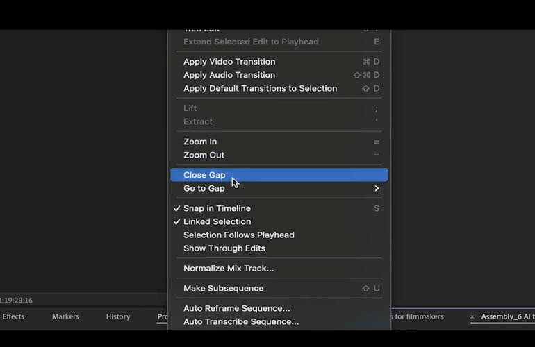 Mausbewegung über das Export-Projektarchiv im Projektmanager-Fenster in DaVinci Resolve