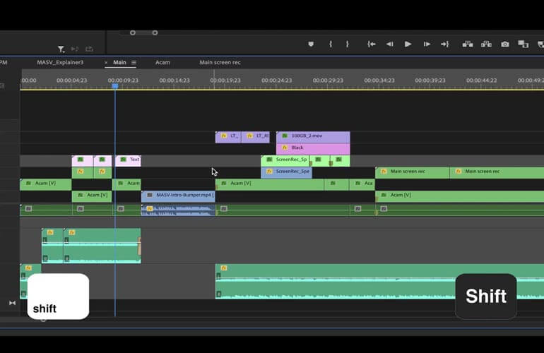 Adobe Premiere Pro timeline and playhead