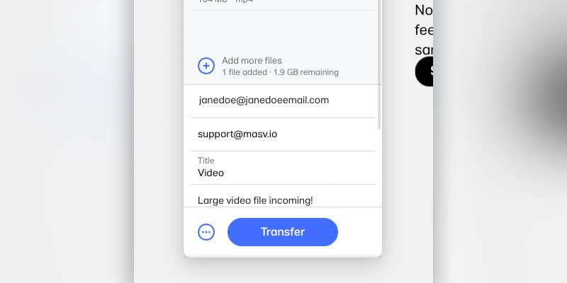 Sending large video file with WeTransfer