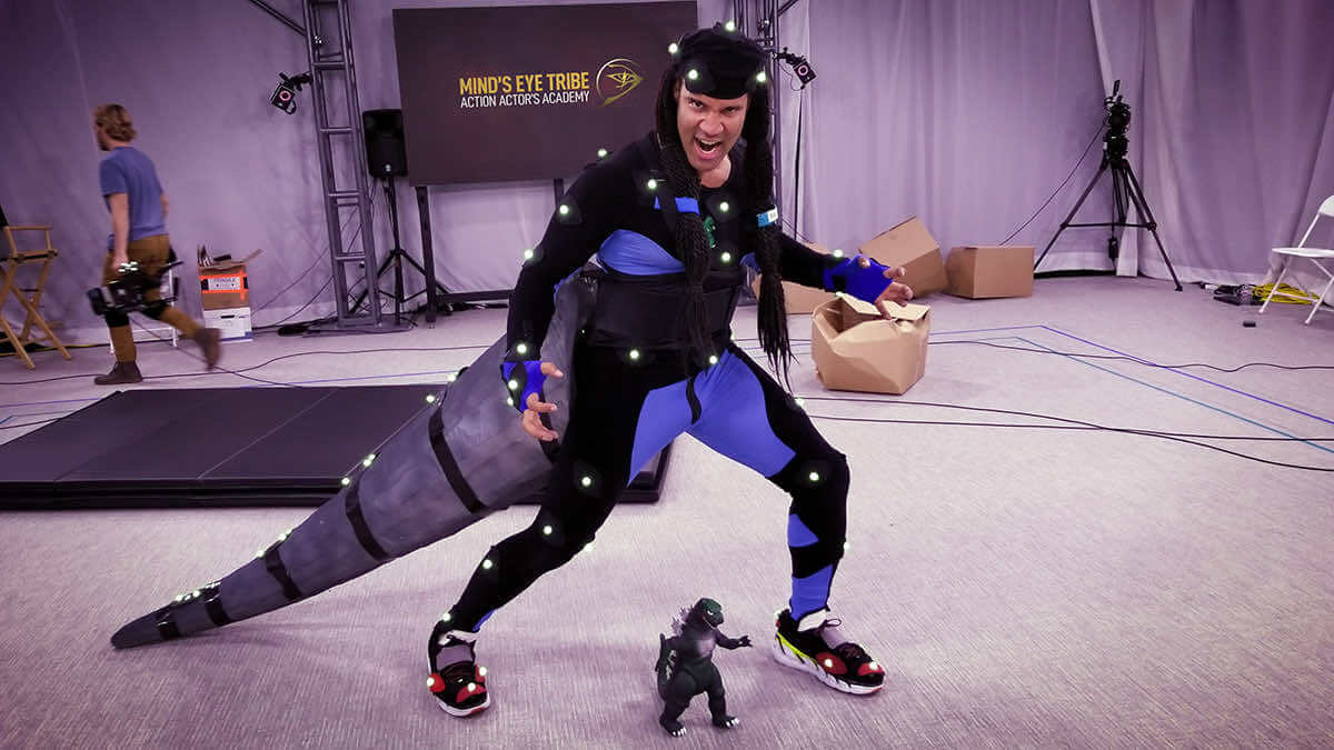 man dressed in a motion capture suit