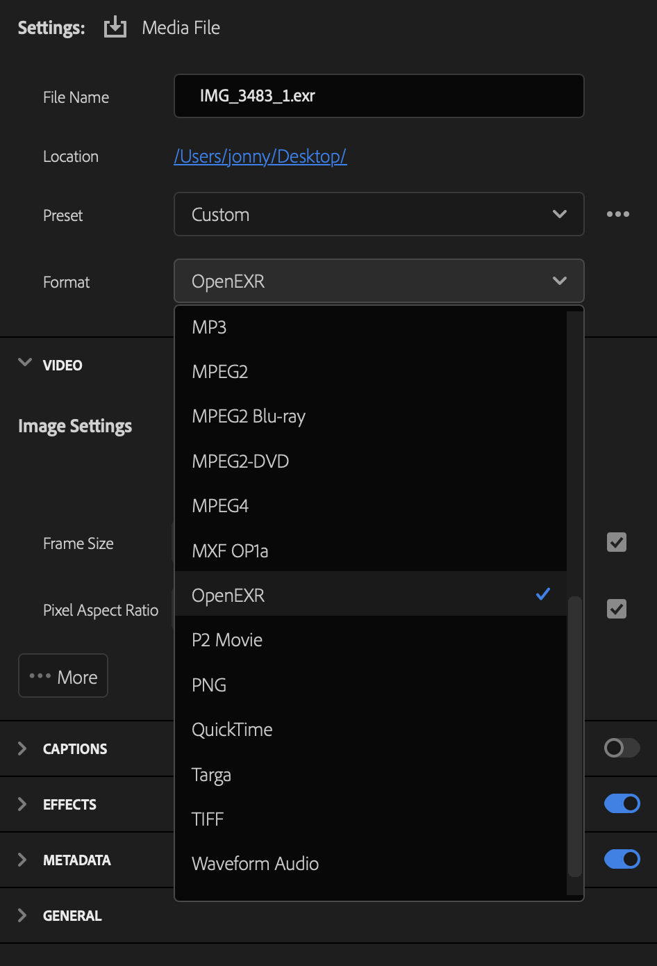 what is exr format