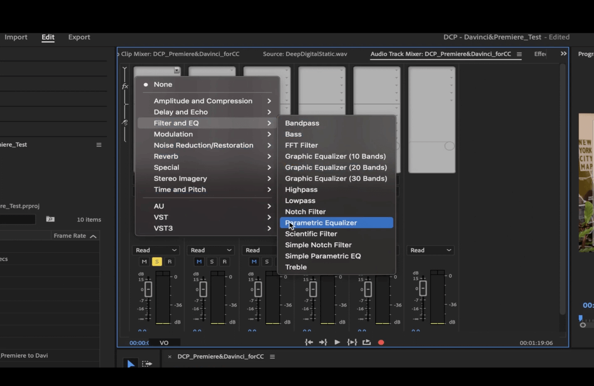 Parametrische equalizer premiere pro