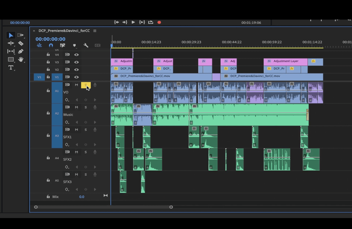 オーディオトラックを分離する Premiere Pro