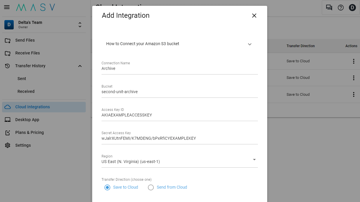 Ajouter des intégrations dans le nuage