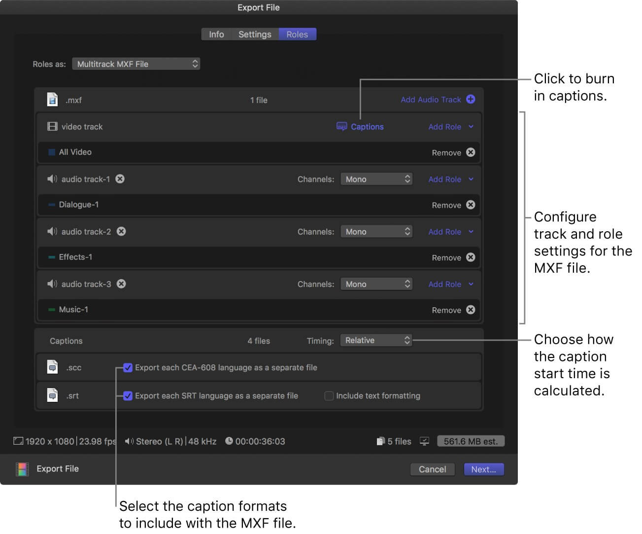 Final Cut ProからMXFファイルを書き出す