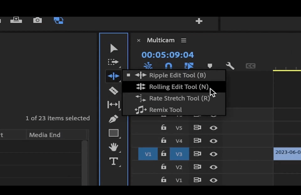 rolling edit tool adobe premiere