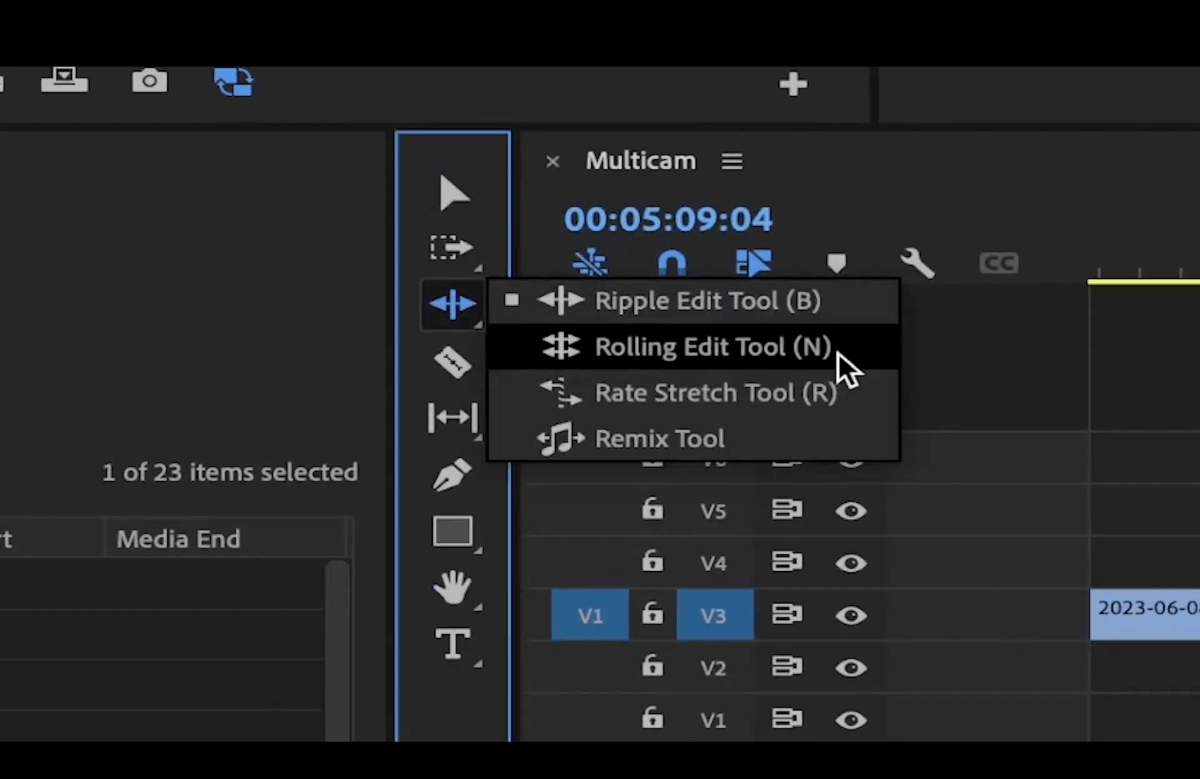 gereedschap voor rollende bewerking adobe premiere