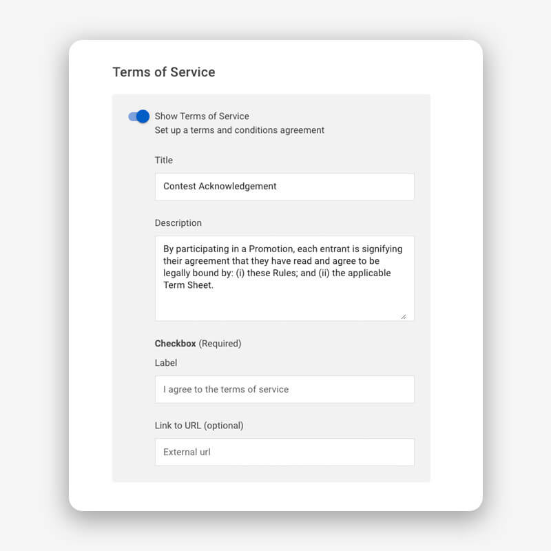 Add terms of service to an upload portal