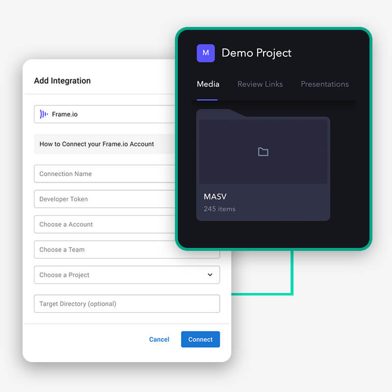 MASV integration with Frame.io