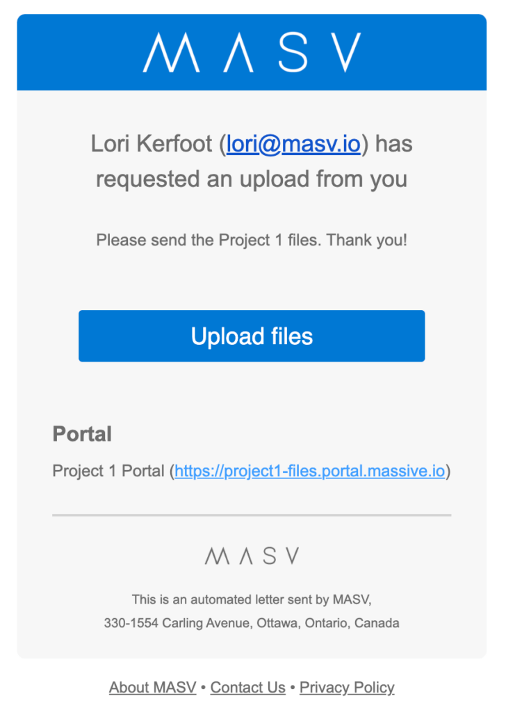 masv email request upload files