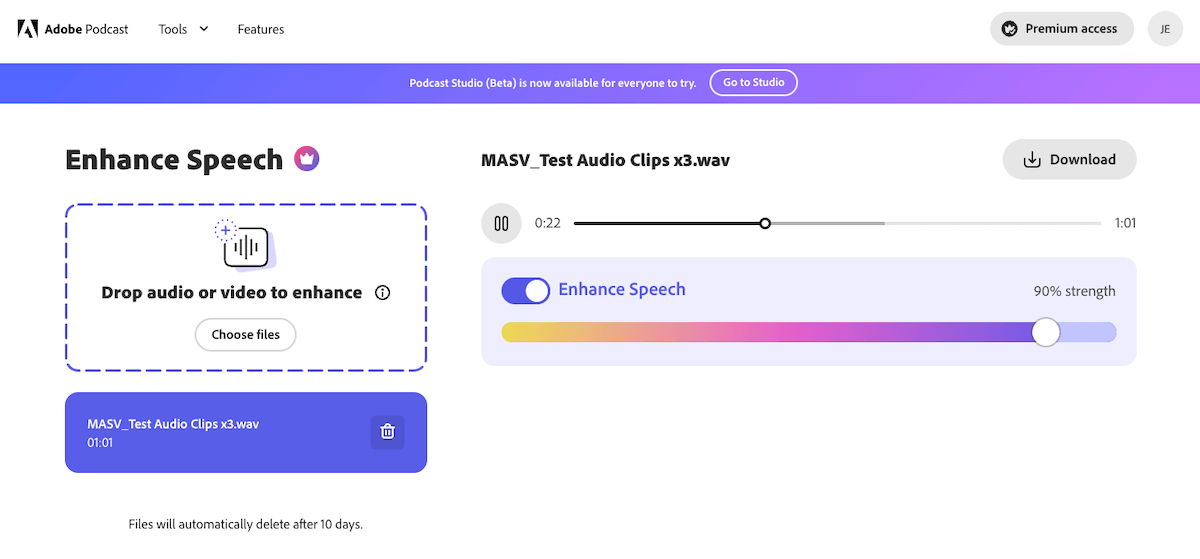 AI audio cleanup