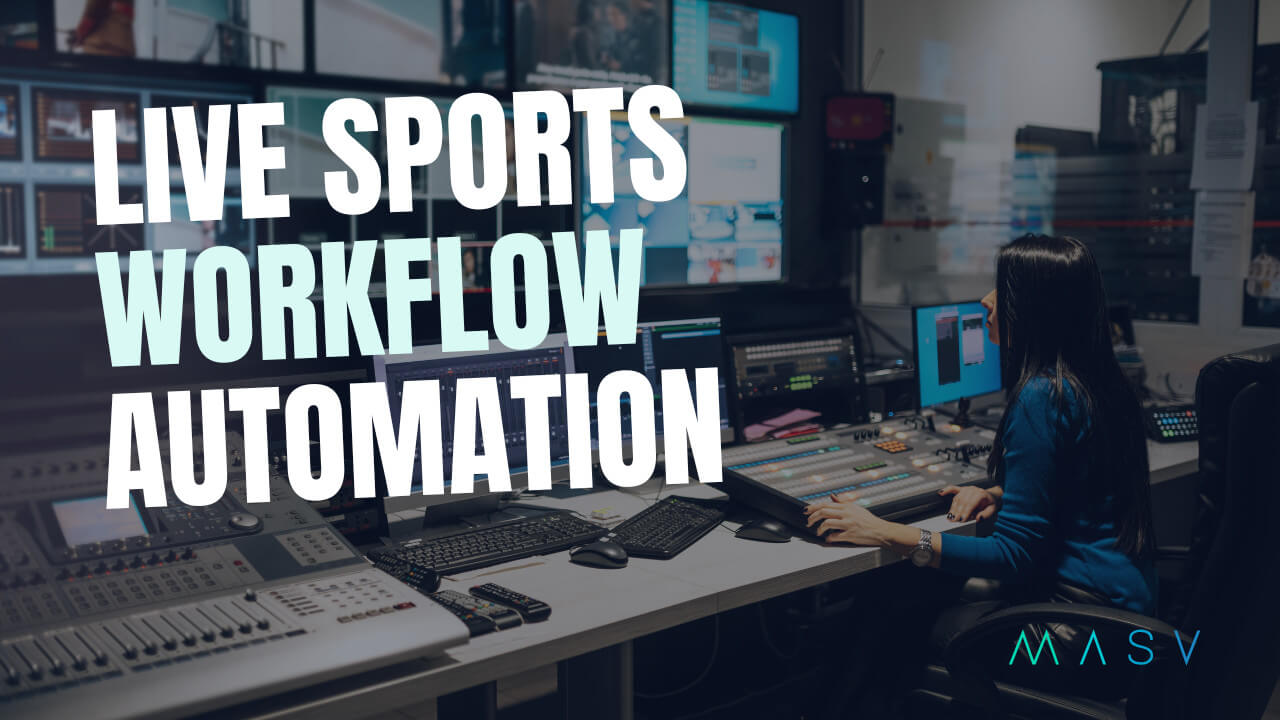 Live sports workflow automation in a broadcast control room. Woman working with broadcast equipment.
