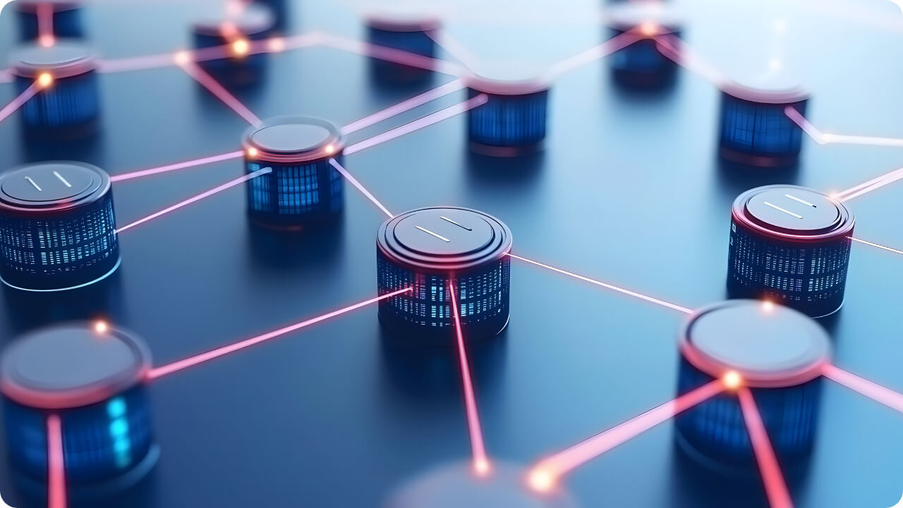 Ilustración de la red de Transferencia Gestionada de Ficheros (MFT). Visualización de la transferencia segura de datos.