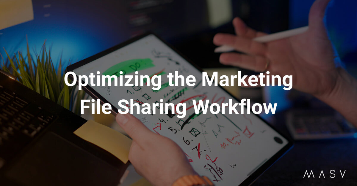 Marketing file sharing workflow optimization on tablet. Streamline digital asset management for efficient collaboration.