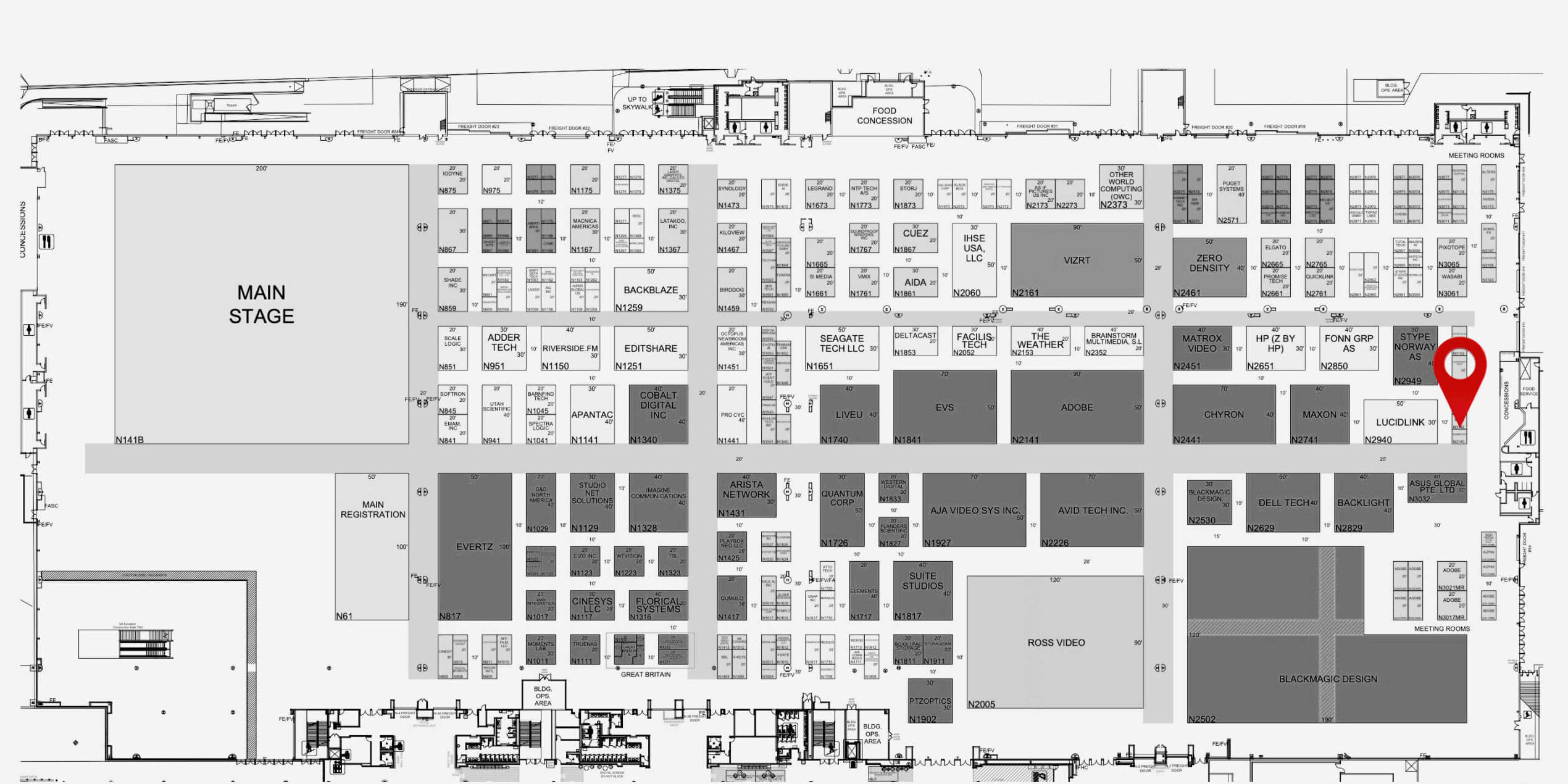 Événements MASV : Plan du NAB Show, emplacement du stand. Plan du Las Vegas Convention Center pour trouver le stand de MASV.